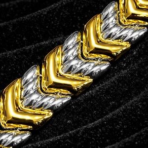 18k Gold sterling silver Stampato link polished vintage statement bracelet QVC